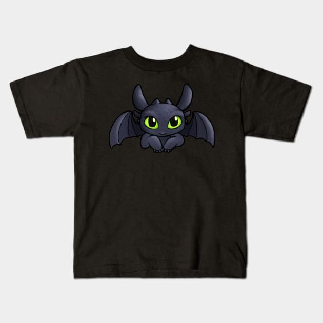 Dark Baby Dragon Kids T-Shirt by Ellador